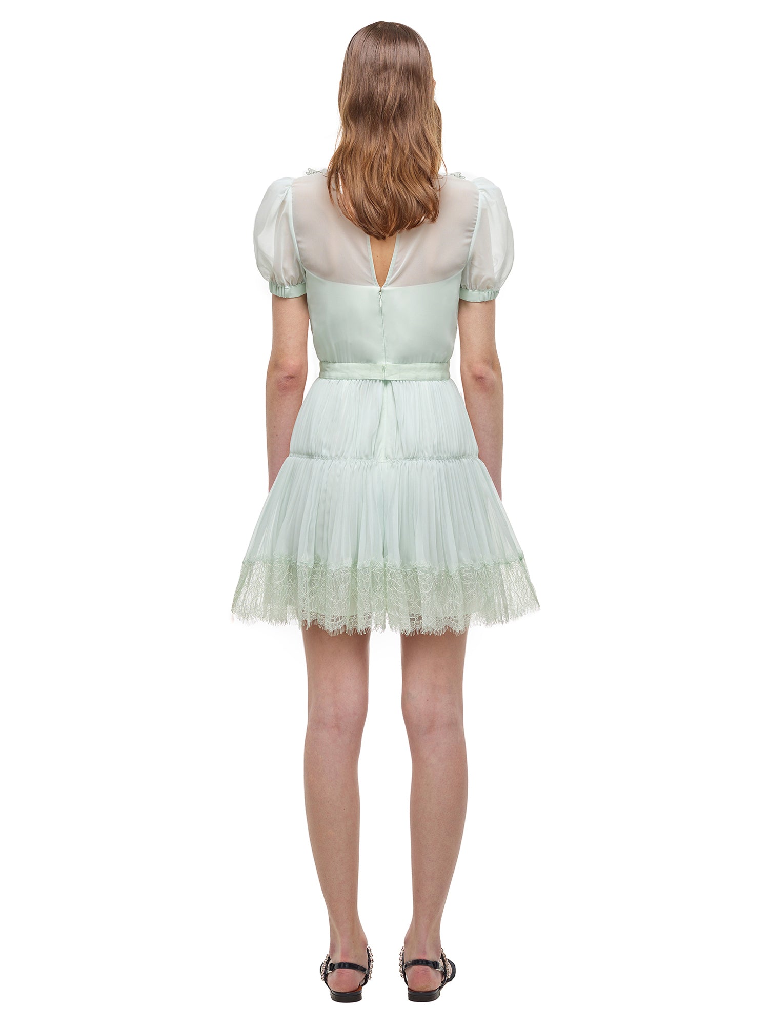 Pastel Jade Chiffon Mini Dress | self ...